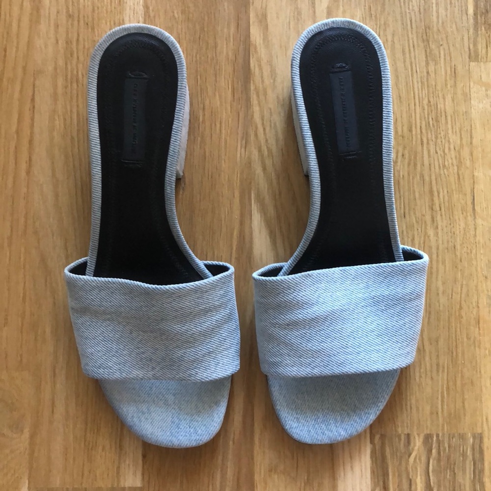 Alexander Wang Lou Mules in Light Indigo/Rhodium